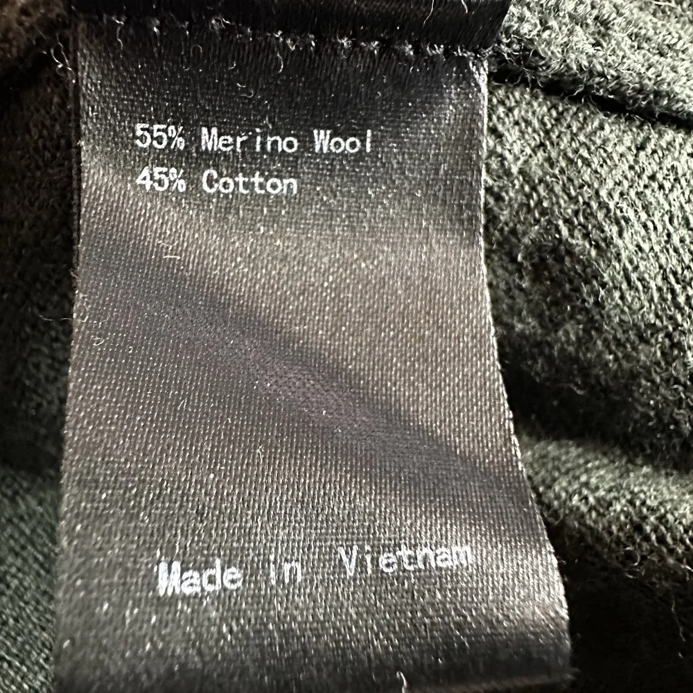 Flint & Tinder Sweater Mens Large Green Merino Wool Blend Crewneck Lightweight